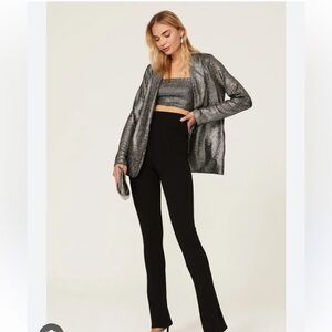 Show Me Your MuMu Felix Sparkle Metallic Night Out Dressy Shirt Blazer 70s Disco